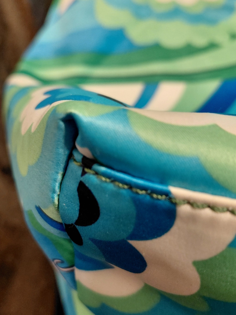 Vtg Y2K Era Juicy Couture Blue Green Satin Floral Chain-Handle Tote GUC! - Picture 9 of 16